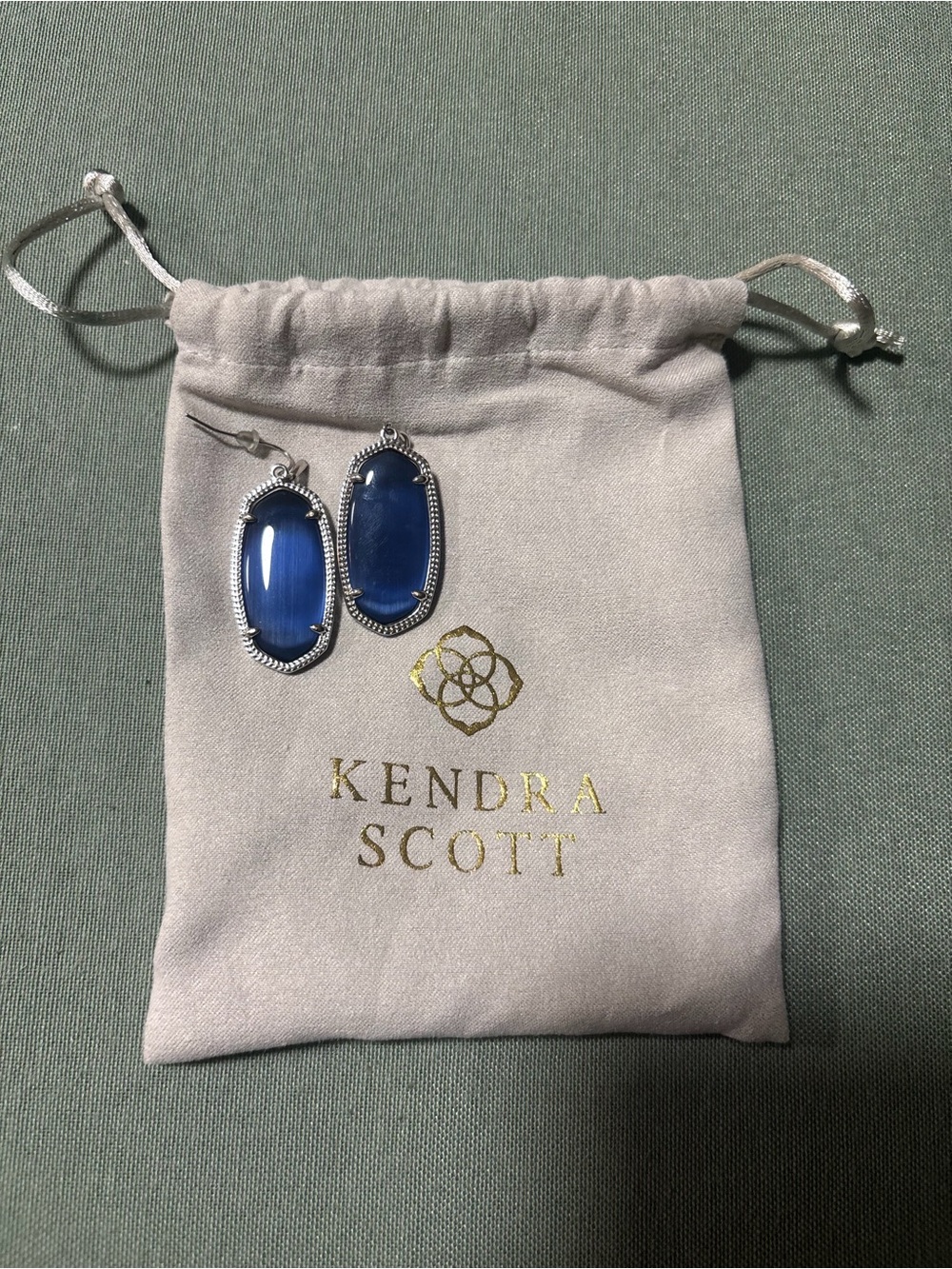 Kendra Scott Silver-Tone Earrings with Deep Blue Stones